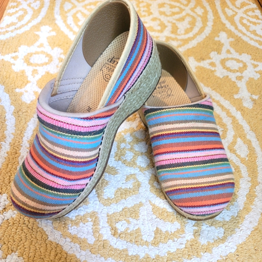 Dansko Jute Pro Multi Stripe Vegan Clog size 38